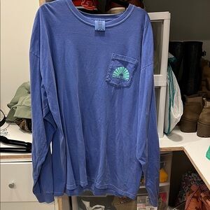Comfort Color 2XL Blue Long Sleeve Tee- Waters Bluff